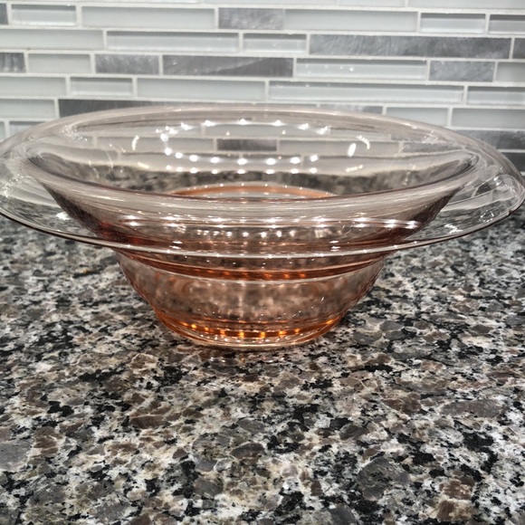 Pink Glass Round Bowl Depression Glass - Picture 3 of 5